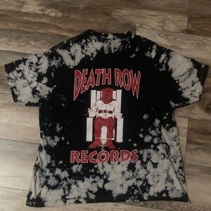 Death Row Records Mens 2XL Bleach Dye Tshirt Black & White